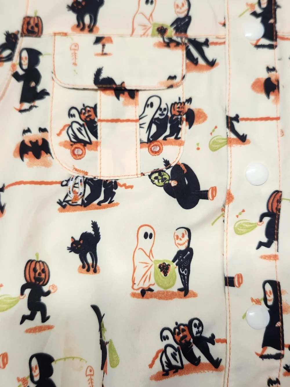 Magellan Outdoors Halloween Print Onesie -Yellow w Black & Orange 6-9 Months NEW